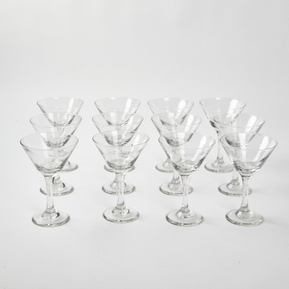 A Set of Twelve Martini Glasses