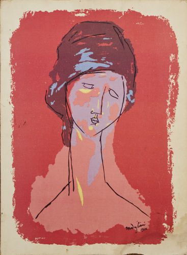 A Seventies Modigliani Canvas Print On Board