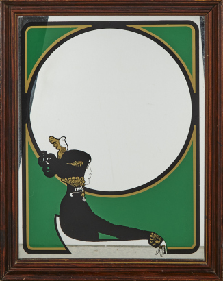 A Seventies Art Nouveau Print Mirror