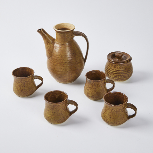 A Melius Van Der Sluis Coffee Set With Four Cups And Sugar Bowl