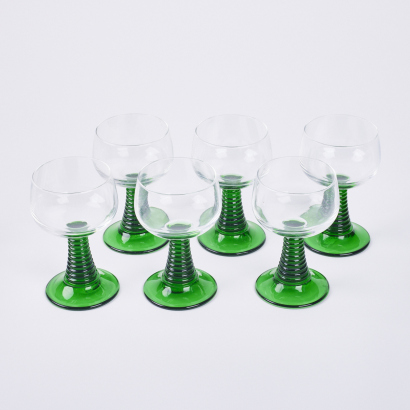 A Collection Of Six Beehive Stemmed Glasses