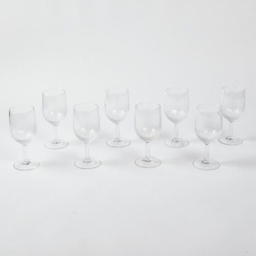 A Set of Eight French Wine Glasses with 'FRANCE' Impressed to Base