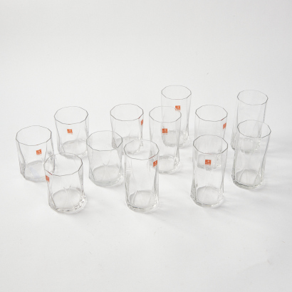 A Collection Of Twelve Bormioli Italy Faceted Glasses