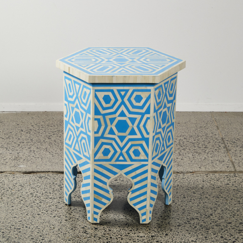 A Moroccan Style Bone Inlaid Side Table