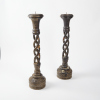 A Pair Of Large Barley Twist Rustic Candelabras