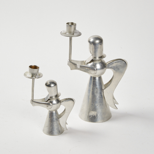 A Pair Of Metal Angel Candle Holders