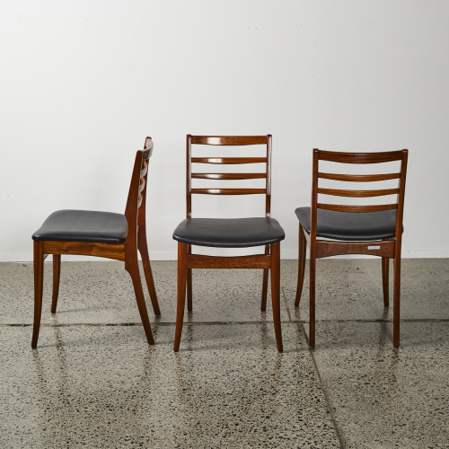 A Set Of Three Mahogany Ladder Backed Mid-Century Chairs