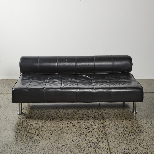 A Minimal Black Leather Couch