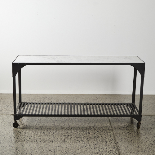 An Industrial Console With A Marble Top