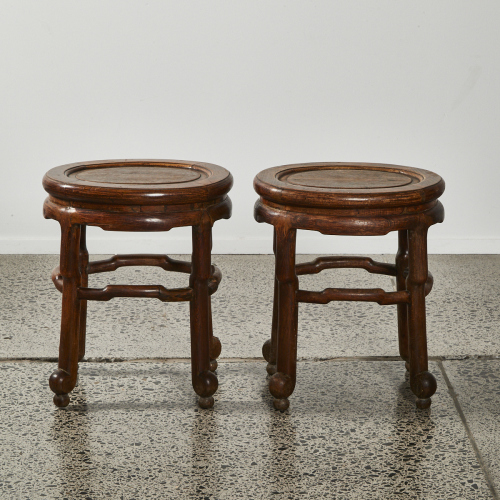 A Pair of Chinese Art Deco Style Stools