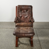 A Leather Danish Armchair With Foot Stool - 2