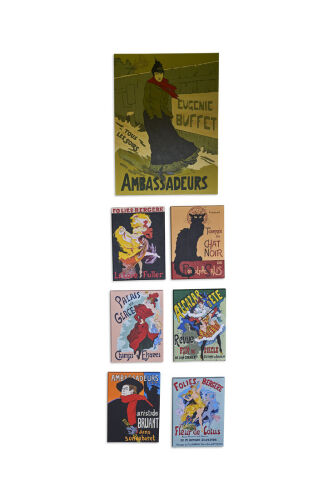 Eight Hand-Painted Copies of French Early-20th century Posters