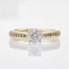 14ct Yellow Gold, .72ct Solitaire Diamond Ring with Diamond Shoulder Accents