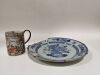 A Chinese 18th Century Famille Rose Mug and a Chinese Early-20th Century Blue and White Porcelain Plate