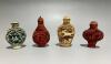 Chinese Red Lacquer Snuff Bottles - Set of 4