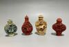 Chinese Red Lacquer Snuff Bottles - Set of 4 - 2