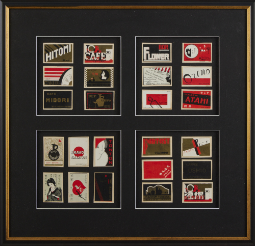 A Collection of Framed Matchbox Labels, Japan