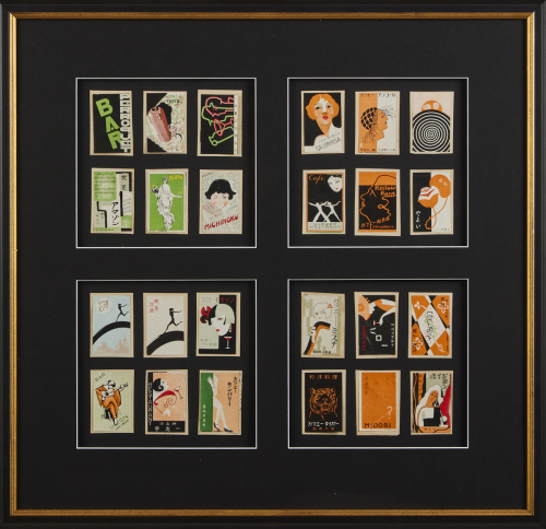 A Collection of Framed Matchbox Labels, Japan