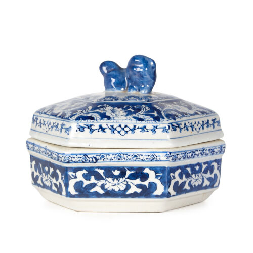 A Chinese Hexagonal Blue and White Jar