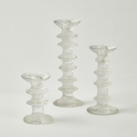 A Set of Three Festivo Scandinavian Glass Candlesticks by Timo Sarpaneva for Iittala