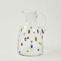 A Large Clear Glass Jug with Millefiori Décor