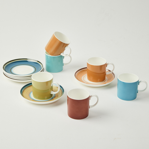 A Six Piece Susie Cooper for Wedgewood 'Gay Stripes' Tea Set