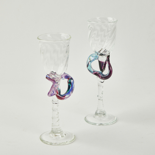 A Pair of Hand-Blown Peter Viesnik Goblets
