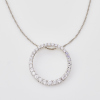 18ct White Gold, Diamond set circle pendant with Platinum chain.