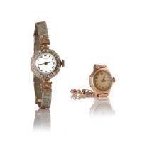 Two Ladies' Swiss Vintage Baume Gold Wristwatches, C.1920