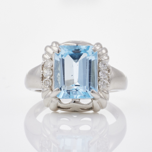 Platinum, Modern, 3.70ct Topaz / .12ct Diamond Ring