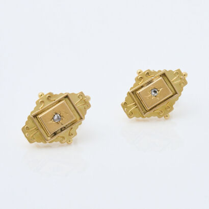 9ct Yellow Gold, Vintage, .03ct Diamond Clip-on Earrings