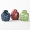 A group of three Chinese red, green and blue glazed small covered jar - The Collection of John Perry's Asian Art