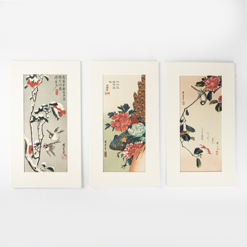 Three Japanese ukiyo-e paintings of flowers and birds - The Collection of John Perry's Asian Art