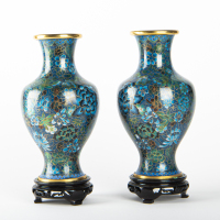 A pair of Chinese Cloisonné vases