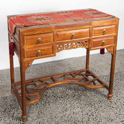 A Chinese hardwood drawer small table