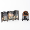 A Chinese lacquered wooden comb + A small black lacquer table screen