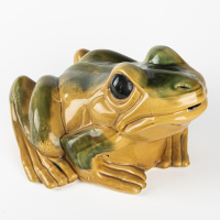 Three malaysia ceramic frog-shaped savings jars