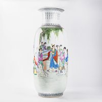 A Chinese 20th famille-rose 'lady figural' vase