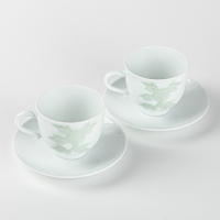 A pair of Japanese white porcelain tea cups