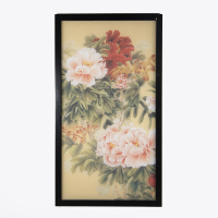 A Chinese silk screen floral painting