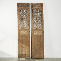 A Pair of Chinese woodcarving doors with figures in late Qing Dynasty