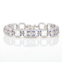 18ct White Gold, Art Deco, .51ct Diamond and 1.25ct Synthetic Sapphire Bracelet