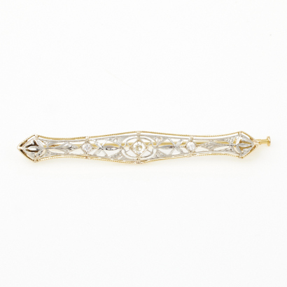 18ct Yellow Gold, Vintage, .18ct Bar Diamond Set Brooch