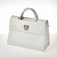 Christian Dior, White Leather Diorever Bag with Twilly