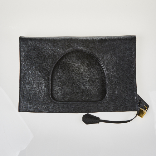 Tom Ford Alix Fold Over Black Leather Clutch Bag