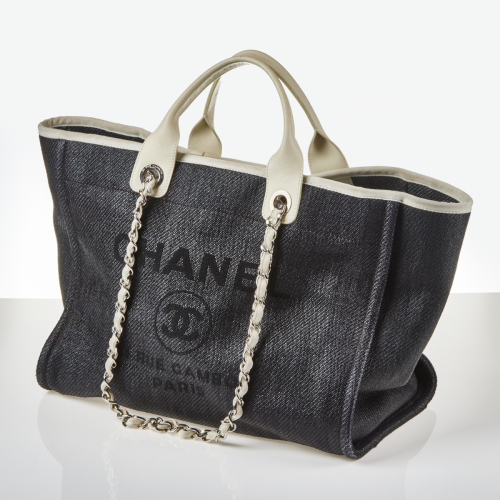 Chanel Dark Denim Deauville Large Tote Bag