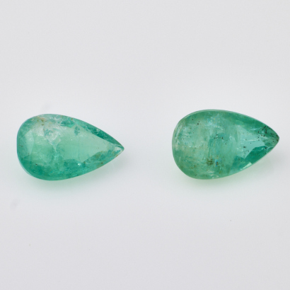 One Pair of Matched, Pear Shaped 1.14ct Emeralds