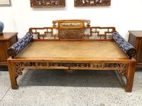 A Late 19th Century Chinese Wooden Couch-Bed with woven top