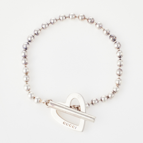 Gucci, Sterling Silver Heart Bracelet