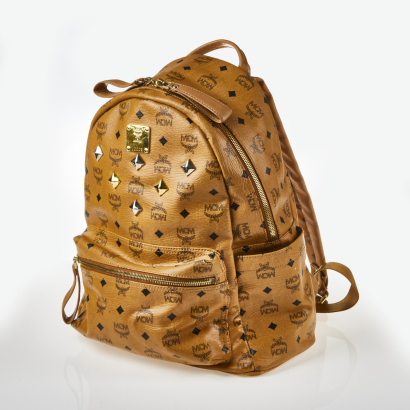 MCM Visetos Cognac Backpack with Studs